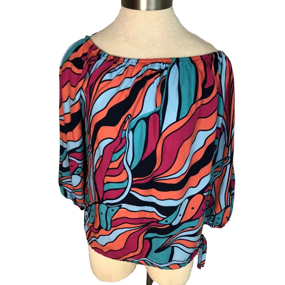 Escapada Living Top Women's Size Small ‎ 3/4 Sleeve Boat Neck Off Shoulder